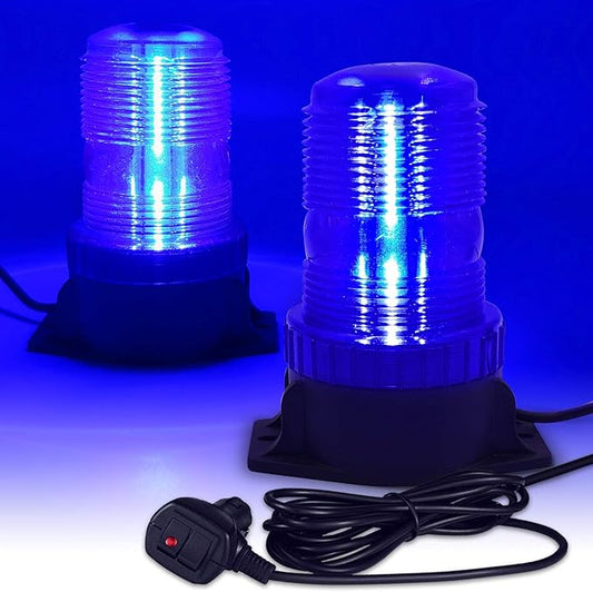 LED Strobe Light, 12V-24V Warning Emergency Safety Flashing Beacon Lights with Magnetic and 16.4 ft Straight Cord Vehicle Forklift Truck Tractor Golf Carts UTV Car Bus (1 PCS, Blue)