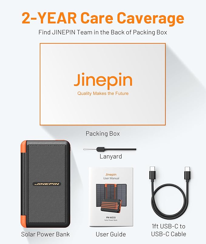 Power Bank Solar Charger 46800mAh Built in 4 Cables 3 Foldable Solar Panels, PD20W Fast Charging Portable Charger, LED Display Powerbank USB C in/Output, External Battery Pack with SOS Camping Light