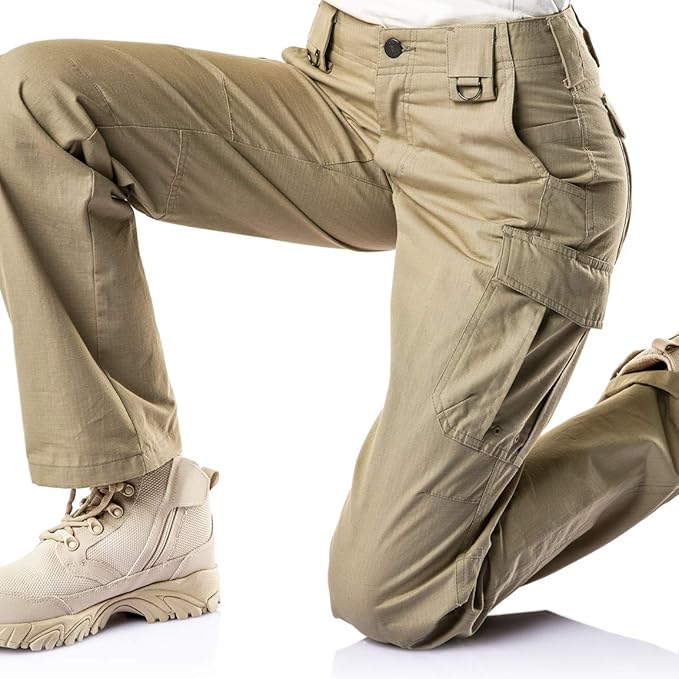 CQR Women's Flex Stretch Tactical Pants, Water Resistant Ripstop Cargo Work Pants with Pockets for Outdoor & Hiking