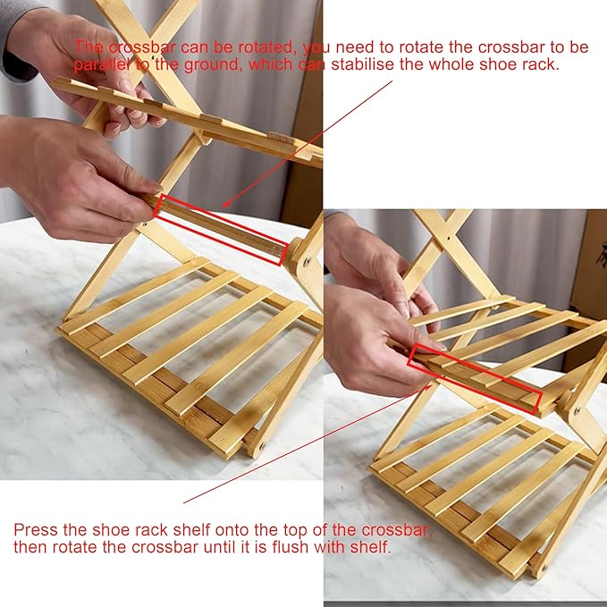 YYW Bamboo Shoe Rack for Entryway,Installation-Free and Foldable Vertical Shoe Storage Organizer,Free Standing Shoe Racks Shelf Closet Shoe Organizer for Living Room (Tawny-6 Layers)