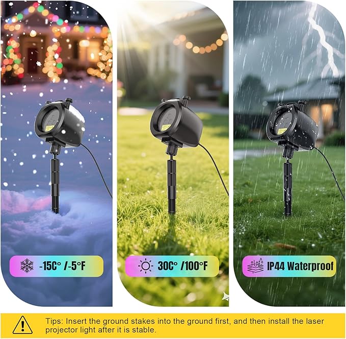 2-IN-1 HD Christmas Laser Lights Projector Outdoor, 4 Slide Moving RGB Firefly Lights with RF Remote, Christmas Decorations Firefly Laser Light Up to 3200 Sq.Ft for Halloween Yard Garden Holiday Party