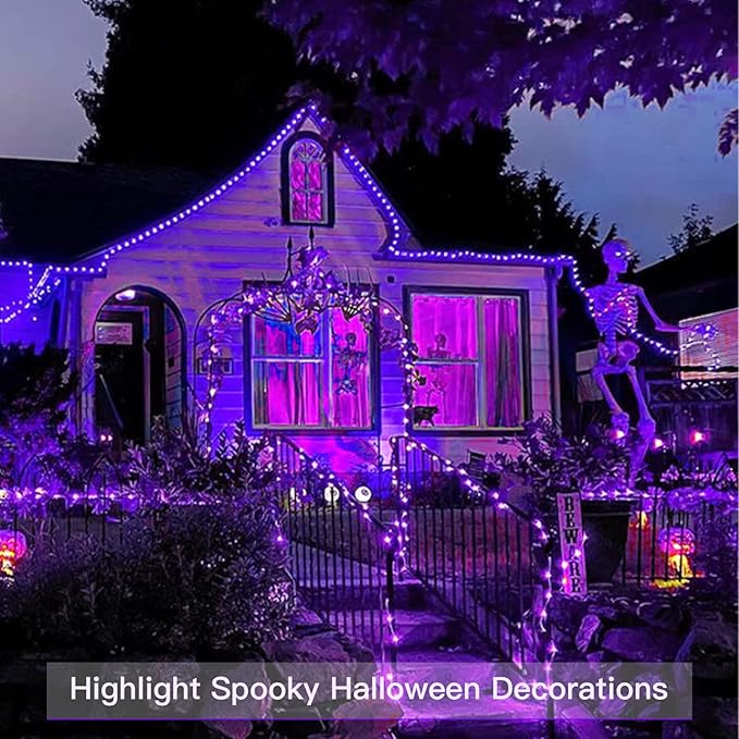 suddus Hallowee Fairy Lights Battery Operated, 33ft 100 LED Fairy Lights with Remote, Purple String Lights for Outside, Porch, Home, Backyard, Window, Yard, Garland, Party Decorations