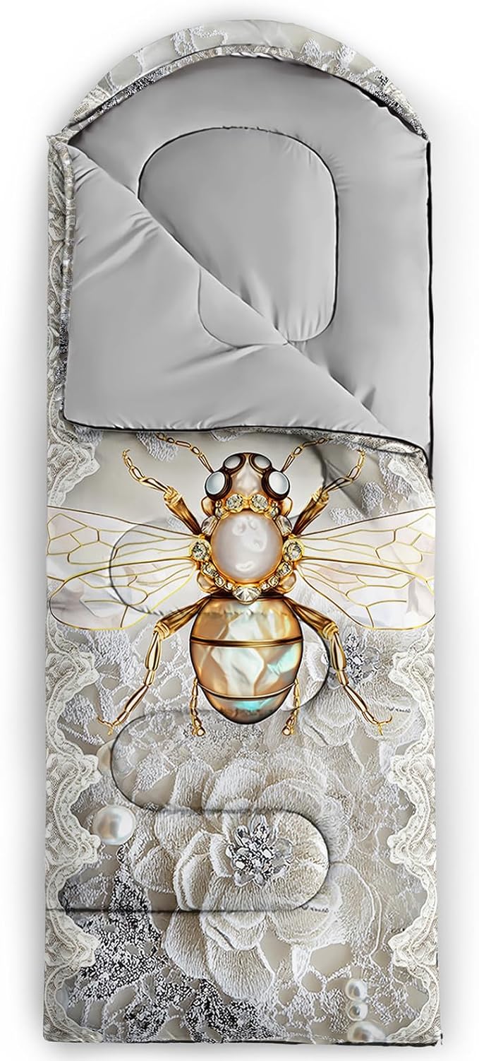 AILONEN Pink Lovely Rabbit Sleeping Bag for Girls Kids Adults,Warm and Cool Weather,Lightweight,Waterproof Backpacking,Cartoon Flowers Printed Bunny Sleeping Bag for Camping