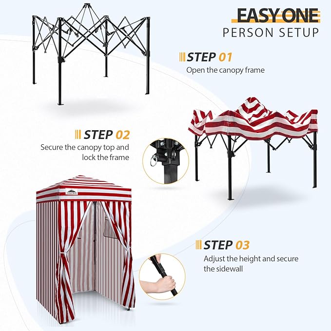 EAGLE PEAK Flex Ultra Compact 4x4 Pop-up Canopy, Sun Shelter, Changing Room, Portable Privacy Canopy Cabana for Pool, Fashion Photoshoots, or Camping, Red/White