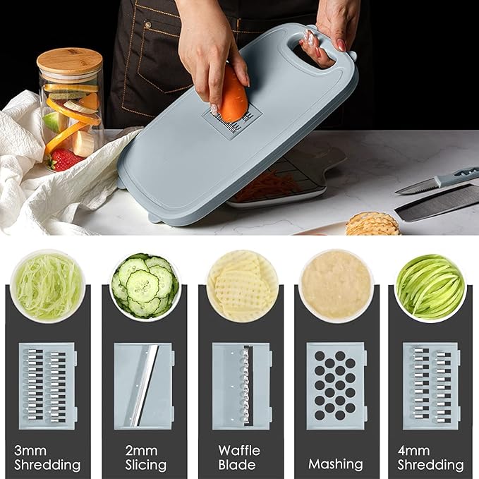 HI NINGER Collapsible Cutting Board with Colander, 9-In-1 Multi Chopping Board Kitchen Vegetable Washing Basket for Camping Gifts Camping Accessories for RV Campers