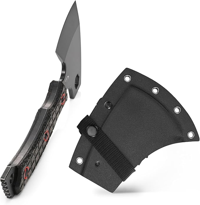C1393 Camping Hatchet Survival Axe,DC53 Steel Blade with Micarta Handle Multitool Axe Hex Wrenches with Kydex Sheaths for Chopping Wood,Gardening,Outdoor Camping Hiking(Black)