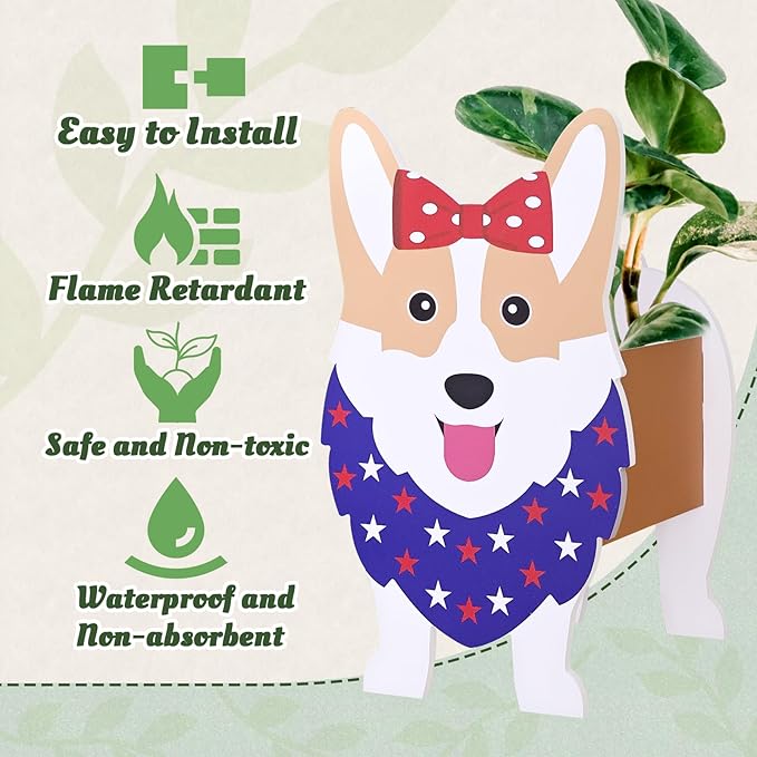 2D Corgi Planter, American Style Corgi Shape Garden Pots Plant Pots for Indoor/Outdoor Gardens Decoration, Cute, Surprise Gifts/Souvenirs for Pet Lovers