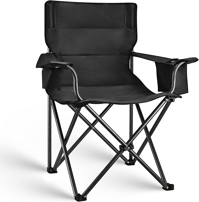 Camping Chair Folding Heavy Duty with Cup Holder & Cooler Bag, Oversized Portable Lawn Chair for Adults, Tall and Lightweight, 300 lbs Capacity, for Beach, Fishing, Sports, Travel