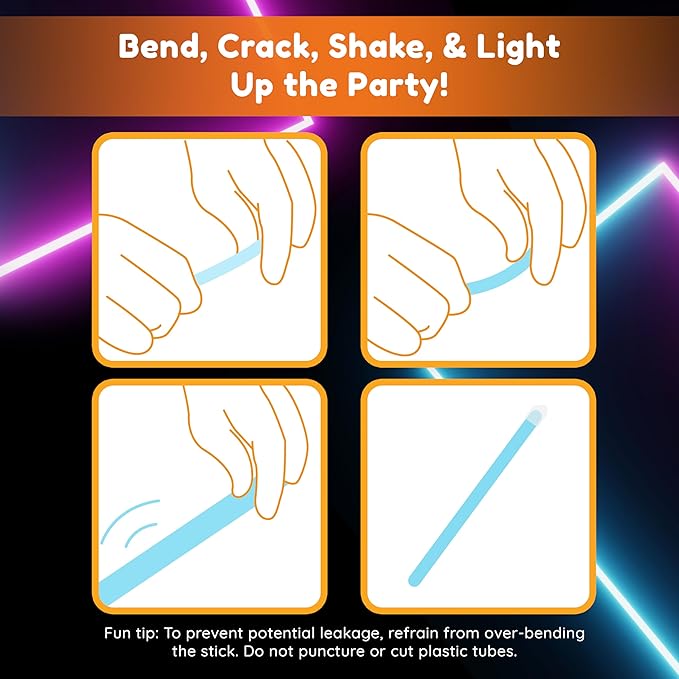 Glow Fever Glow in The Dark Sticks - 100 ct 6" Glow Sticks Bulk Party Pack with End Caps & Lanyards - Glow Party Favors for Concert, Festival, & Wedding Neon Light Sticks by Party Dragon, Purple