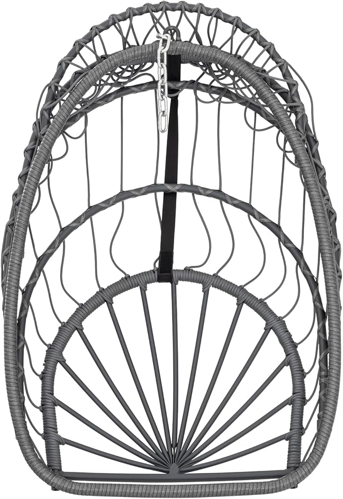 Yechen Egg Swing Chair with Stand, Rattan Wicker Hanging Egg Chair for Indoor Outdoor Bedroom Patio Hanging Basket Chair Hammock Chair with Aluminum Steel Frame, UV Resistant Cushion 350lbs Capacity