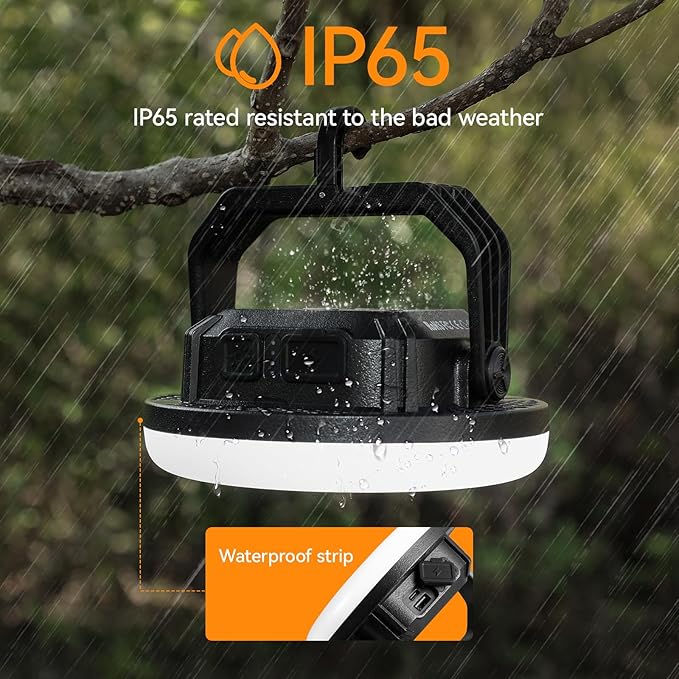 VAVOFO 30W 3000LM LED Camping Lantern Rechargeable, 3 Lighting Modes, 7200mAh Power Bank,IP65 Waterproof Flashlight , Portable Tent Light with Magnetic Base for Emergencies, Power Outages(Black)