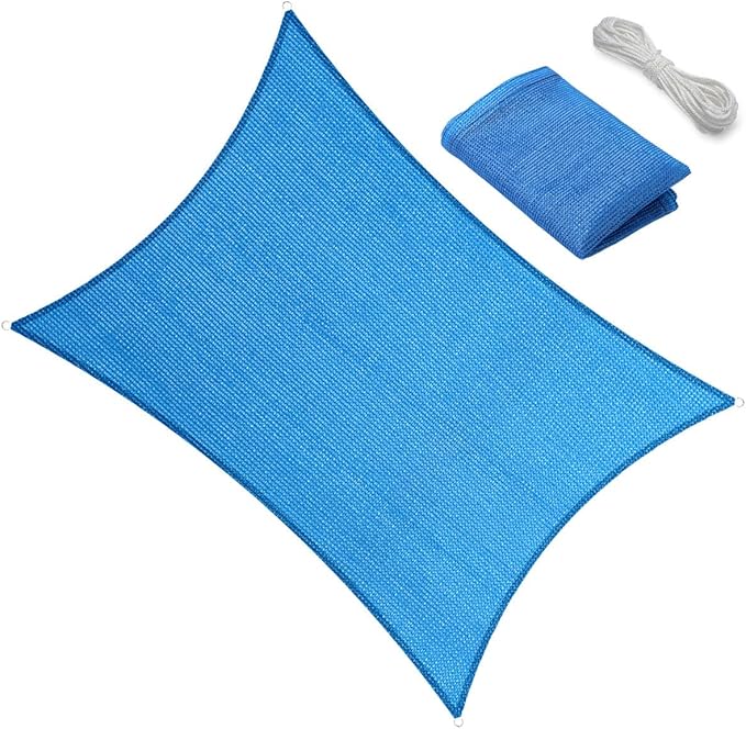 18' x 20' Blue Outdoor Sun Shade Sail Canopy ??UV Resistant Permeable Awning Fabric for Patio, Garden, Backyard, Pergola, Carport, Lawn Shelter Cover