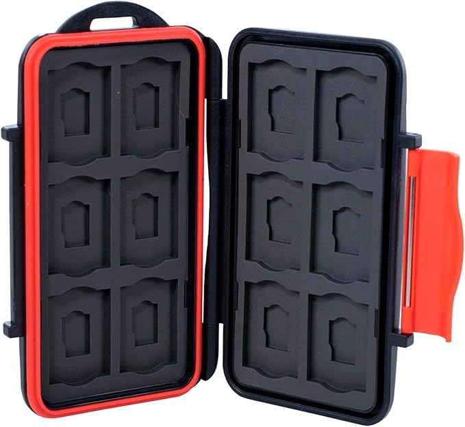 STEALTH CAM Anti-Shock Dust-Proof Waterproof Protective Ergonomic Rubber Sealed ABS-Plasic Shell Memory Card Storage Case - Holds 12 SD & 12 MicroSD Cards