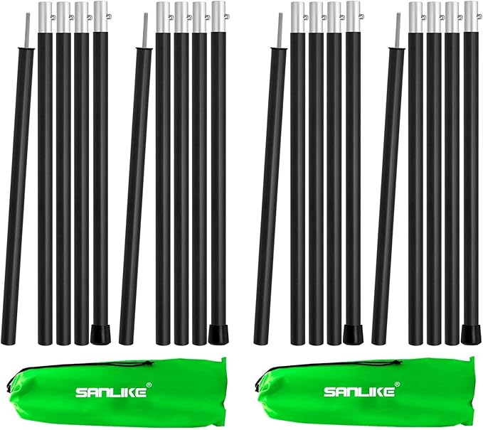 SAN LIKE Tent Poles Aluminum Tent Poles for Tarp 75inch Camping Tarp Poles Adjustable Collapsible Tent Poles for Awnings Canopy Rain Fly Shelter 4 Sets-5 Sections