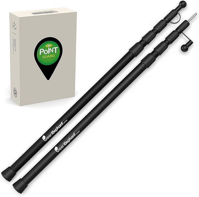 Telescoping Tarp Poles Set of 2 – Adjustable Aluminum Rods for Tents and Tarps –Tarp Pole Light, USB Rechargeable LED Point Guard for Camping, Hiking, Biking, Fishing, Festivals, Parti