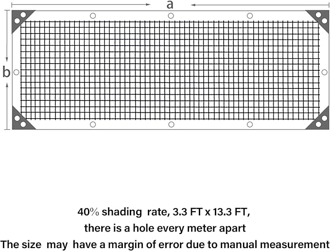 winemana 40% Black Shade Cloth, 3.3 x 13.3 FT Mesh Tarp for Garden Greenhouse Patio, Plants Heat Protection, Outdoor Sun Shade Cover, Resistant Netting Screen with Grommets for Growing Chicken Coop