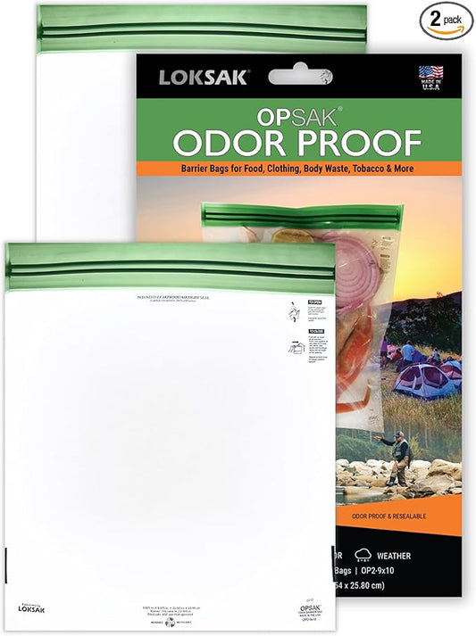 LOKSAK - OPSAK Odorproof Dry Bags for Backpacking, Hiking and Storage- Resealable Reusable and Recyclable Storage Bags (2-Pack, 9 Inch x 10 Inch)