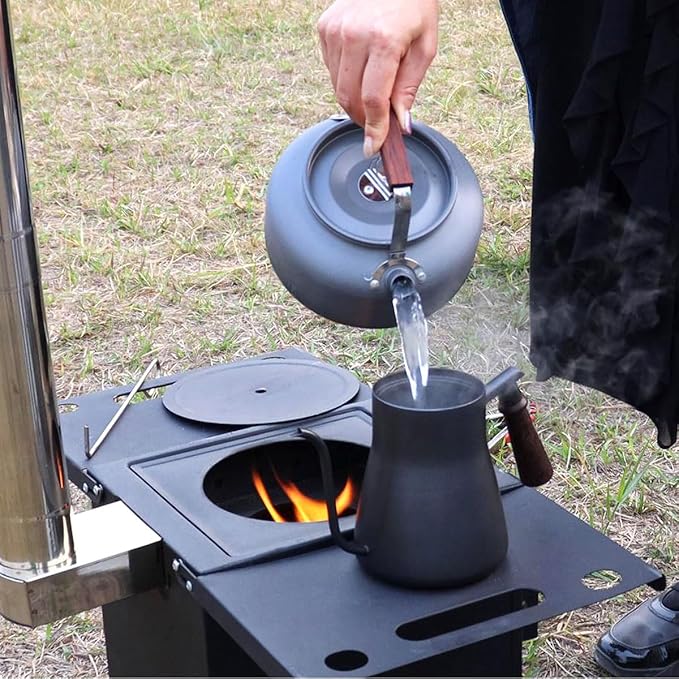 Outdoor Camping Stove Portable Hot Tent Stove Fire Stove Outdoor Cooking Camping BBQ Accessories(Black Small)