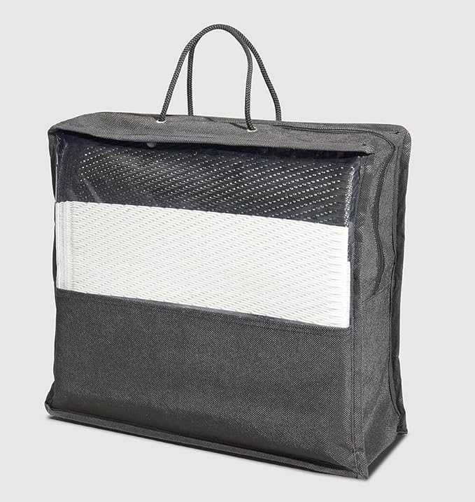 FH Home Outdoor Camping Rug - Waterproof, Fade Resistant, Reversible - Premium Recycled Plastic - Striped - Picnic, Patio, Deck, Sunroom, RV - Brittany Stripe - Black & White - 4 x 6 ft Foldable