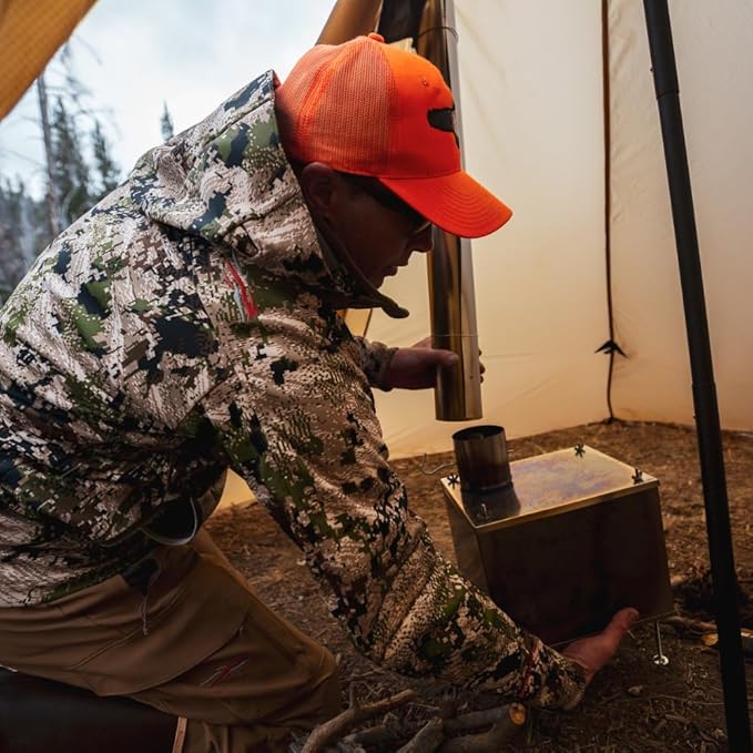 Seek Outside Titanium Wood Stove for Backpacking Camping Hunting | Medium Standard Stove With 5.5' Pipe