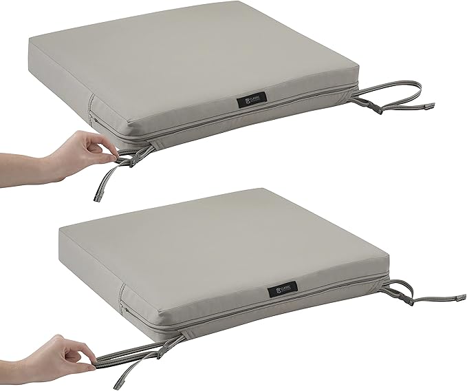 Classic Accessories 62-009-MUSHRM-EC Ravenna Seat Cushion, 21x19x5 Inch (Pack of 1), Mushroom, Chair Seat Cushion