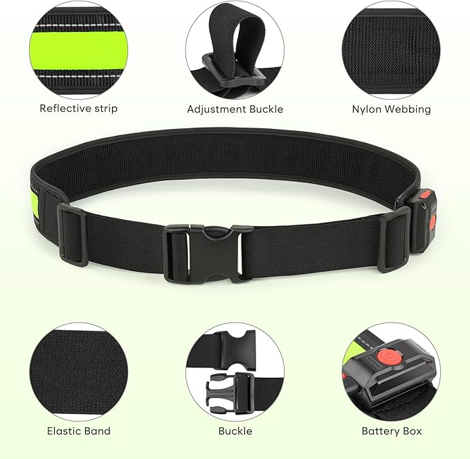 Illumifun LED Running Belt - USB Rechargeable Light Up Sash, High-Visibility Elastic Waistband Light for Running Cycling Hiking Camping Nighttime Activities