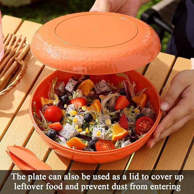 Homquen 6-Piece Camping Mess Kit with Bowl, Plate, Cup, Spoon, Fork, Knife and Carry Bag, Camping Accessories Essentials Gear Light Weight and Small Space Easy to Carry or Put in Backpack