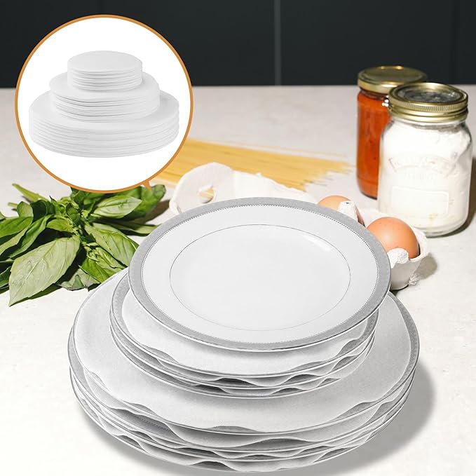 Plate China Storage Dividers, 144 Pieces with 3 Different Sizes Premium Felt Plate Dividers Round China Dish Protectors for Porcelain Cookware Protecting and Stacking, White