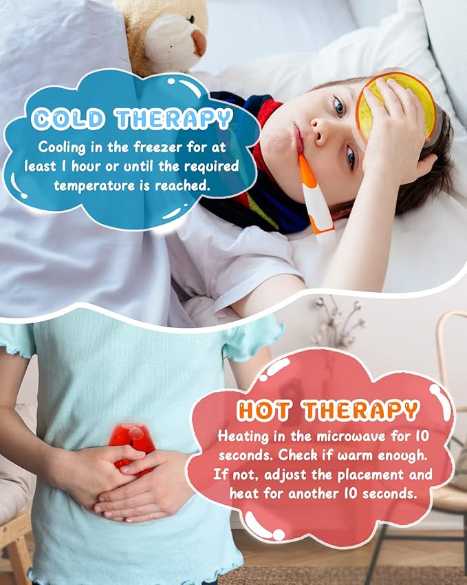 Kids Ice Packs for Boo Boos, 6 Packs, Small Gel Ice Packs for Injuries Reusable for Kids Baby Toddlers, Mini Packs Hot Cold Compress for Body Pain Relief, Toothache, Mosquito Bite, Fever, First Aid