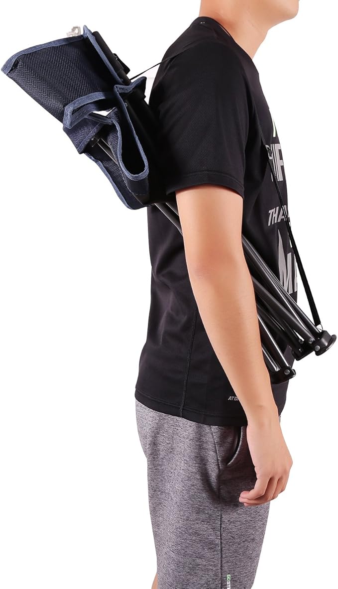 REDCAMP 2 Pack Tripod Camping Chairs Folding Lightweight, Portbal 3 Legged Tripod Stool Seat with Backrest, Small Camping Chair Compact for Adults Fishing Hunting, Dark Blue