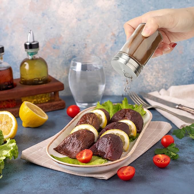 Segarty Spice Jars, 6 Pack 3 oz Spice Bottles with Shaker Lids, Glass Empty Storage Containers with Adjustable Stainless Steel Flow Top for Your Regularly Used Spices