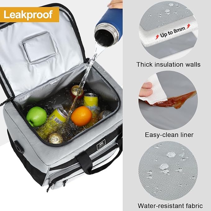 MIER 30L Extra Large Soft Cooler Bag with Bottle Opener for Camping Beach BBQ Grocery Golf Leakproof Picnic Lunch Bag, Collapsible, Top Flip Lid, 45Can (Grey)