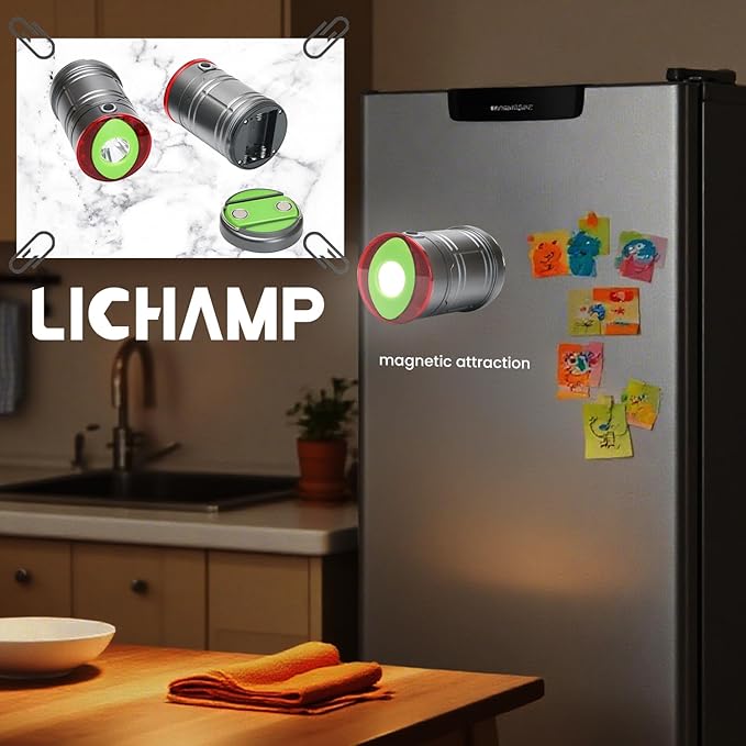 Lichamp Collapsible LED Camping Lantern, Portable Lightweight Waterproof LED Flashlight, 4 Light Modes, Survival Kits for Indoor Outdoor Home Emergency Power Outages Hiking Hurricane, 2 Pack, Medium