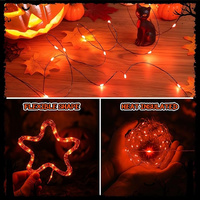 Macarrie 6 Ps USB String Lights 33 ft 100 LED Fairy Lights Powered String for Christmas Indoor Outdoor Wedding Party Tree Home Festival Garden Decoration (Orange)