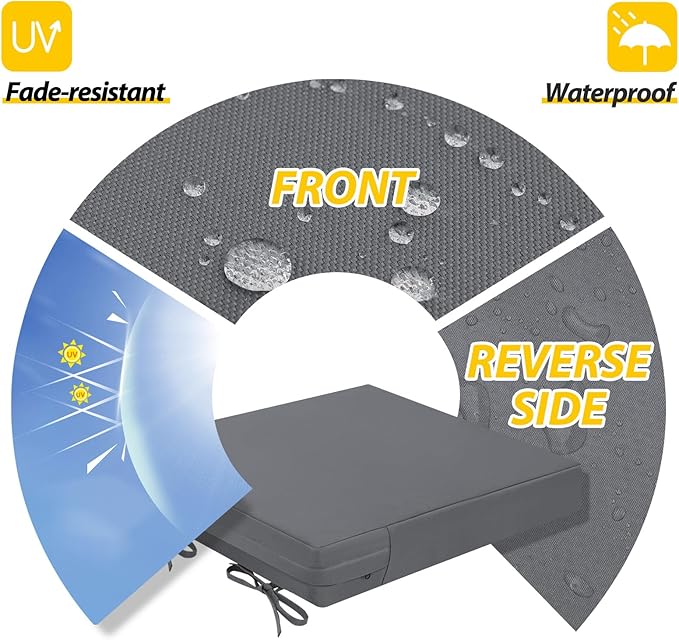 AAAAAcessories Outdoor Seat Cushions for Chairs, Waterproof, Fade-Resistant Patio Furniture Replacement Cushions, 19" x 19" x 3", Set of 2, Dark Gray