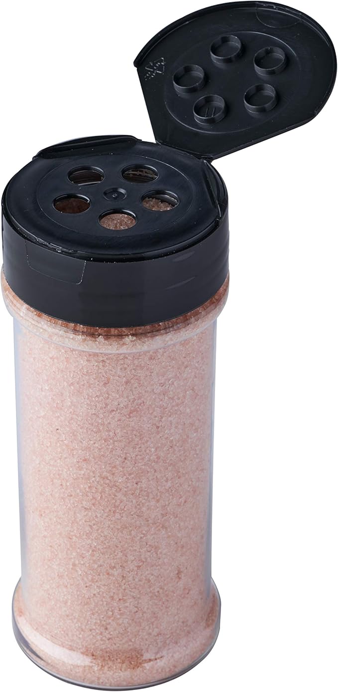 12 Pack of 6 Oz. Empty Clear Plastic Spice Bottles with Black Top Lids For Storing and Dispensing Salt, Sweeteners and Spices - Food-Grade Spice Jars for Kitchen and Home Spice Organization