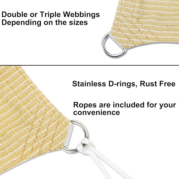 10' x 11' Beige Outdoor Sun Shade Sail Canopy ??UV Resistant Permeable Awning Fabric for Patio, Garden, Backyard, Pergola, Carport, Lawn Shelter Cover