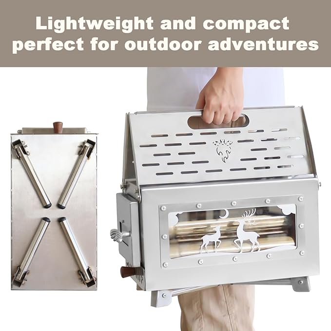 Outdoor Camping Tent Stove Portable Camping Stove Stainless Steel Stove With Chimney Pipe for Outdoor Cooking Camping BBQ Accessories