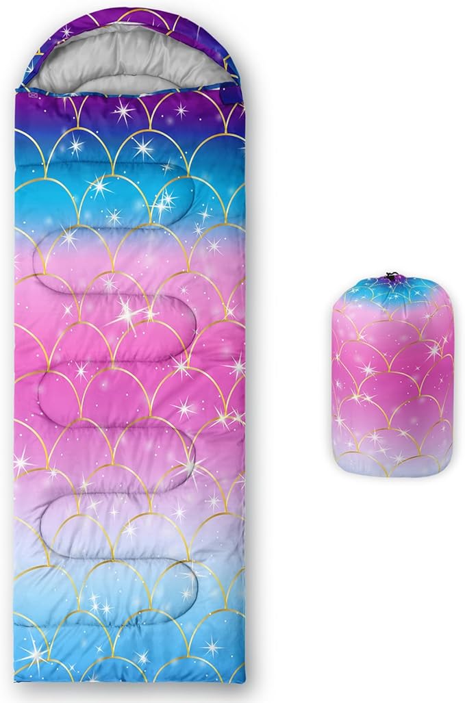 Axolotl Unicorn Sleeping Bag for Kids Boys Girls–Lightweight Warm Cold Weather Sleeping Bags,Waterproof Portable Sleeping Bag with Compression Sack for Camping Backpacking Outdoor Indoor