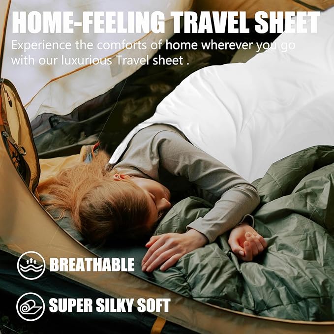 Frelaxy Ultralight Sleeping Bag Liner - Lighter & Compact, 3 Sizes Travel Sheets & Adult Sleep Sack, Comfy Breathable & Cooling & Silky Soft, Quick-Drying, for Backpacking, Hotel, Camping, Hostels