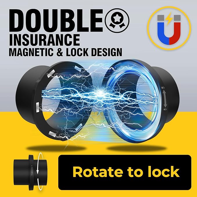 4 Inch Magnetic With Interlock Dust Collection Starter Kit for Dust Collectors, Fast Connect Dust Hose to Machinery Port, Dust Collector/Vacuum Fittings 2 Pack