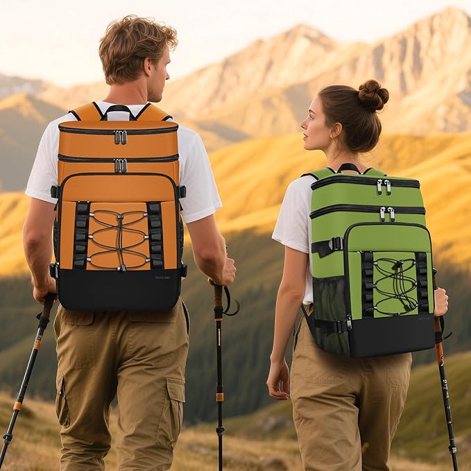 Cooler Backpack - 40 Cans Insulated Backpack Cooler for Men & Women, Portable 2 Leak Proof Compartments Coolers Bag for Beach Travel Picnic Lunch Hiking BBQ Camping - MIYCOO