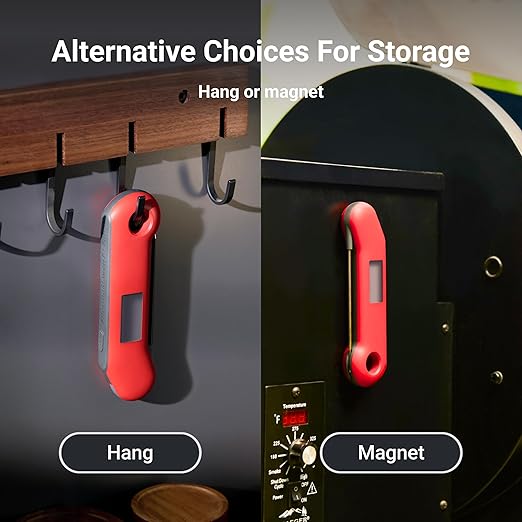 ProfessionaI Meat Thermometer Digital, 3X Faster 0.5 Sec Instant Read, NIST Certified Accuracy ±0.5°F, 100% Waterproof Probe, Auto-Rotate Bright Indicator, for Candy/Grill/BBQ, Red & Gray