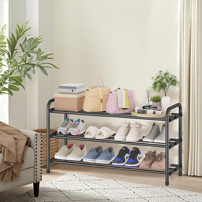 KANAV Expandable Shoe Rack Organizer – 3-Tier Shoe Shelf for Closet, Entryway & Front Door – Space-Saving Shoe Storage Solution
