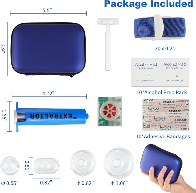 Snake Bite Kit, Bee Sting Kit, Emergency First Aid Supplies, Venom Extractor Suction Pump, Bite and Sting First Aid for Hiking, Backpacking and Camping