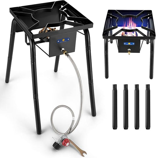 ARC 220,000 BTU Propane Burner for Outdoor Cooking w/Jet Burner, Single Burner Propane Stove Wok Burner Gas Burner,ideal for Woks, Skillets and Pots, w/Height Adjustable Legs