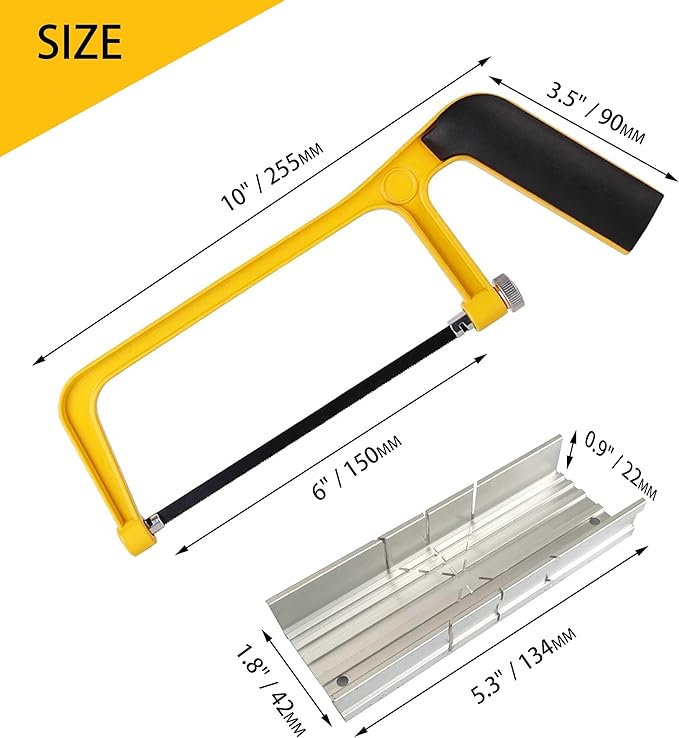 6 in. Mini Hacksaw & mitre Block Set - 150mm Extra Fine Cut Hack Saw with Bi-Metal Blade