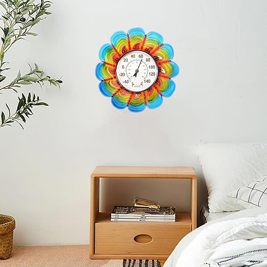 MUMTOP Outdoor Thermometers for Patio-Indoor Outdoor Wall Thermometer - Colorful Flower Outside Thermometer Decorative Temperature for Home or Garden Decor