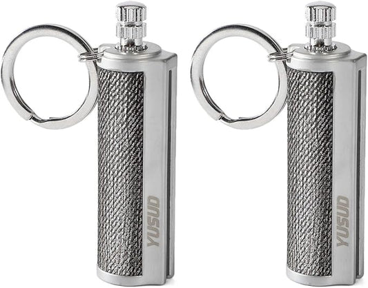 YUSUD 2 Pack Permanent Match Infinity Lighter with Multitool Keychain, Reusable Waterproof Match Strike Anywhere, Forever Flint Fire Starter for Outdoor Survival Tool for Men