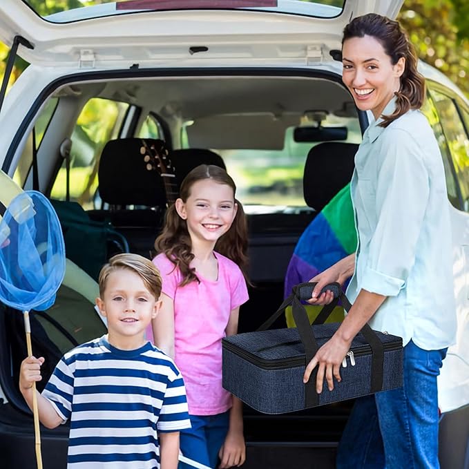 Insulated Casserole Carrier, Portable Casserole Carrier for Hot or Cold Food Lunch Tote Warmer or Cooler Bag, Lasagna Lunch Bag for Potluck Parties- Fits 9" x 13" Baking Dish-Navy blue